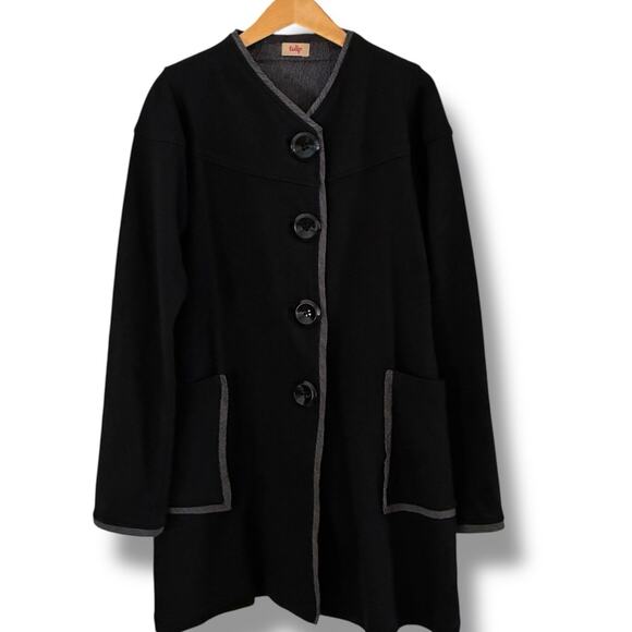 Tulip Black Women's Size XS Black 4 Button Down Quiet Luxury Parisian Minimalist - Picture 2 of 8